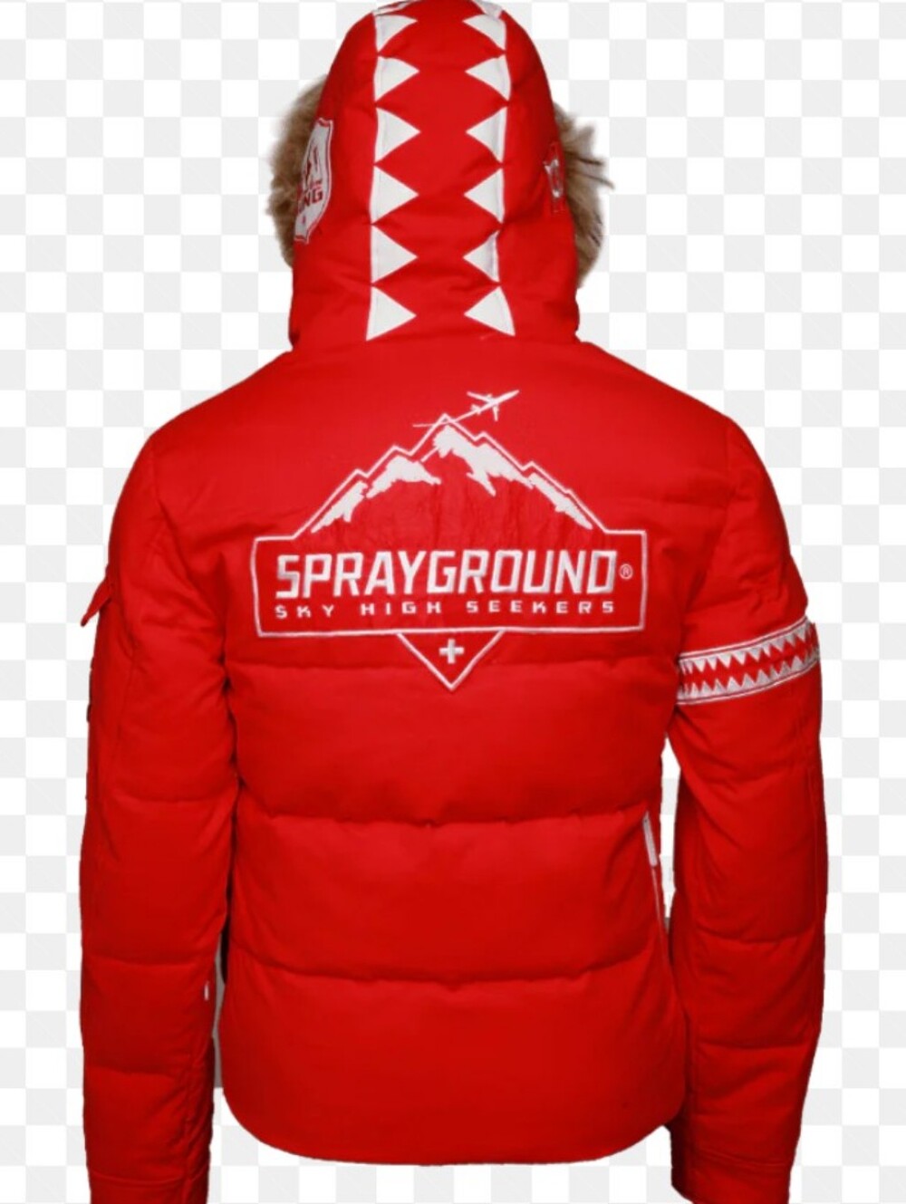 Sprayground Red Ky High Seekers Chopper Puffer Jacket